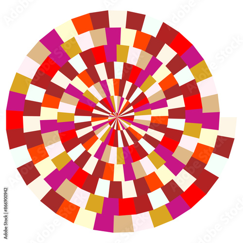 An abstract retro psychedelic spiral shape design element.