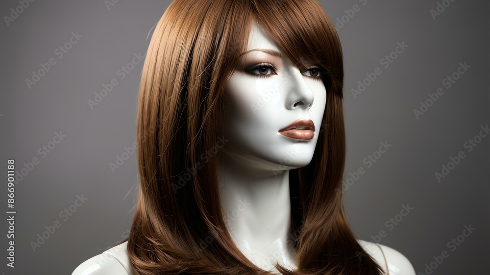 realistic photography of chestnut long hair wig in a m background realistic photography of chestnut long hair wig in a m background