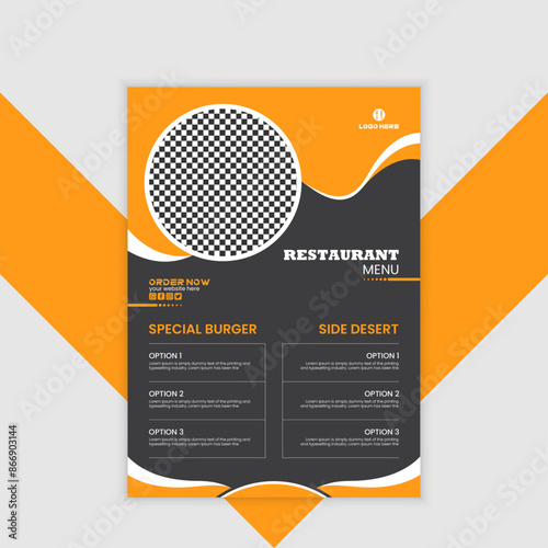 A creative and editable restaurant flyer featuring a mouthwatering menu