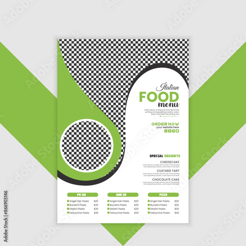 A creative and editable restaurant flyer featuring a mouthwatering menu