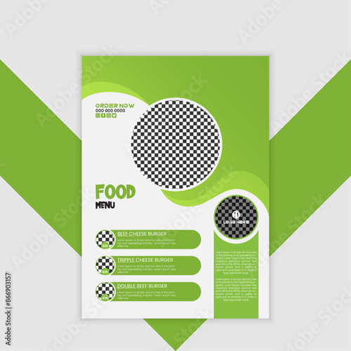 A creative and editable restaurant flyer featuring a mouthwatering menu