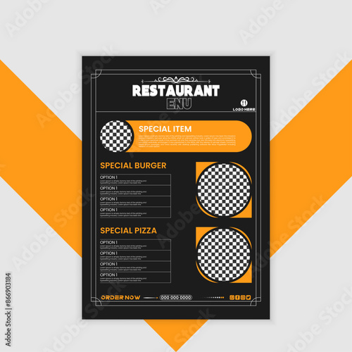 A creative and editable restaurant flyer featuring a mouthwatering menu