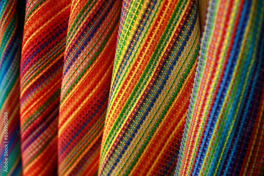 Cotton multi-colored towels close-up. Very bright colors Cotton multi-colored towels close-up. Very bright colors