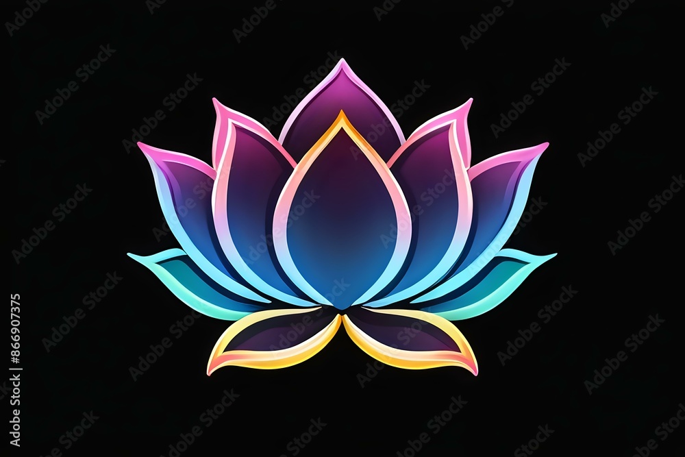 Vibrant illustrated lotus flower with colorful gradients, perfect for floral design, meditation projects, and artistic branding.