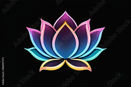 Vibrant illustrated lotus flower with colorful gradients, perfect for floral design, meditation projects, and artistic branding.