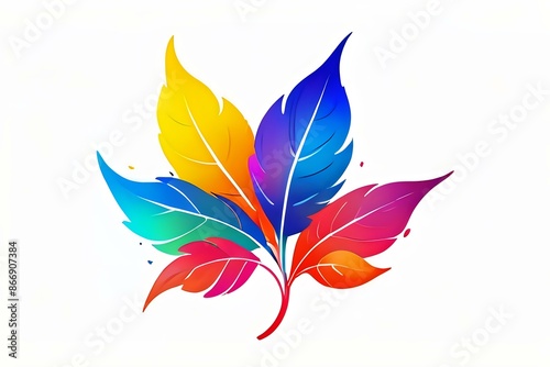 Vibrant illustrated leaf with colorful sections, perfect for nature-themed projects, creative design, and artistic branding