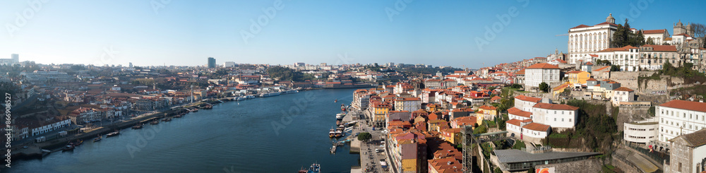 Panorama of Douro River between Oporto and Vila Nova de Gaia margins Panorama of Douro River between Oporto and Vila Nova de Gaia margins