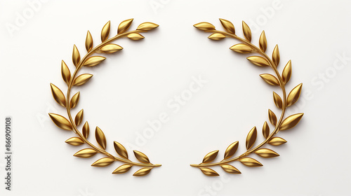 Golden laurel wreath symbol on a white background.

 photo