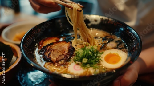 Authentic miso shashu ramen from local restaurant. photo