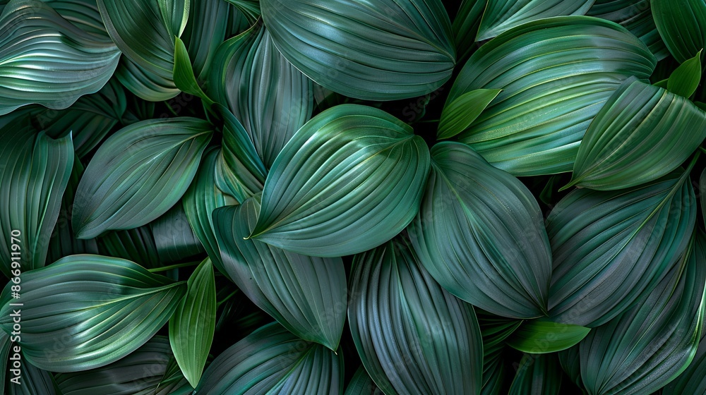 Green tropical plant close-up Green tropical plant close-up