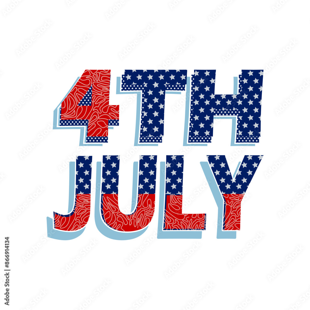 Obraz premium Happy 4th of july typography design to celebrate American independence day. American Independence Day vector illustration. Suitable for poster, brochure, greeting card template.