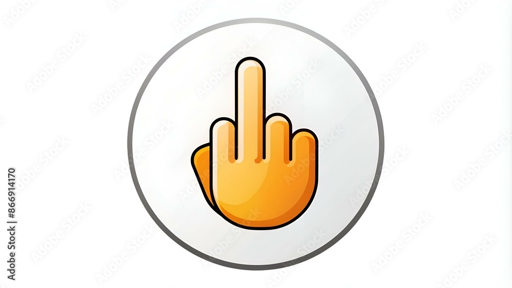 Gesture with middle finger icon in cartoon style on white circle background. Gestural symbol vector illustration Gesture with middle finger icon in cartoon style on white circle background. Gestural symbol vector illustration