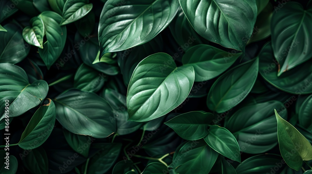 Green tropical plant close-up Green tropical plant close-up
