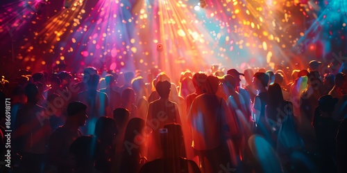 A crowd of people are dancing and enjoying themselves at a party. The atmosphere is lively and energetic, with people of all ages and backgrounds coming together to celebrate