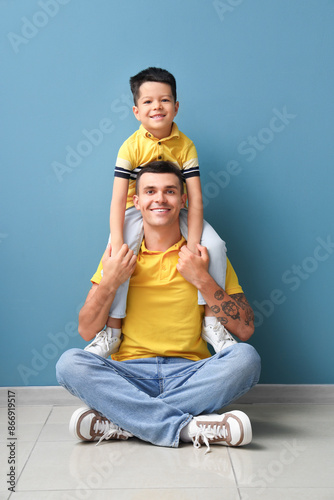 Happy father and son bondin...