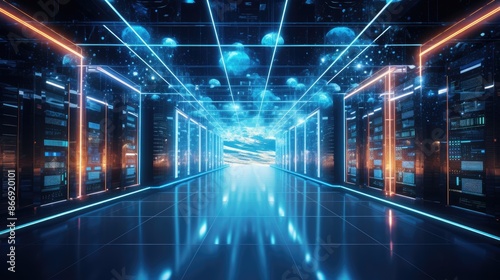 Wallpaper Mural Futuristic cityscape at night with illuminated buildings and architectural lighting effect Torontodigital.ca