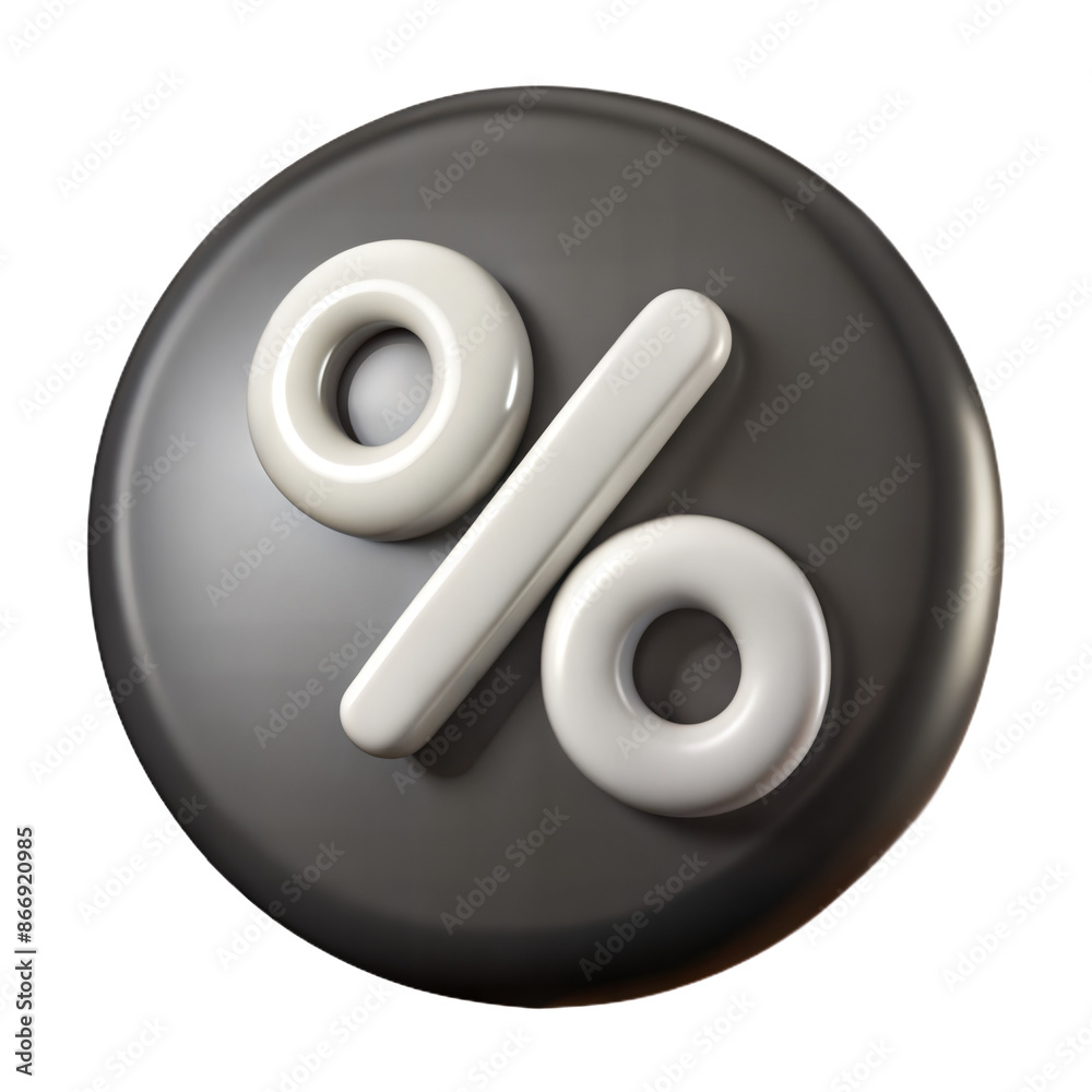 3D Rendered White Percent Sign On Black Circle 3D Rendered White Percent Sign On Black Circle