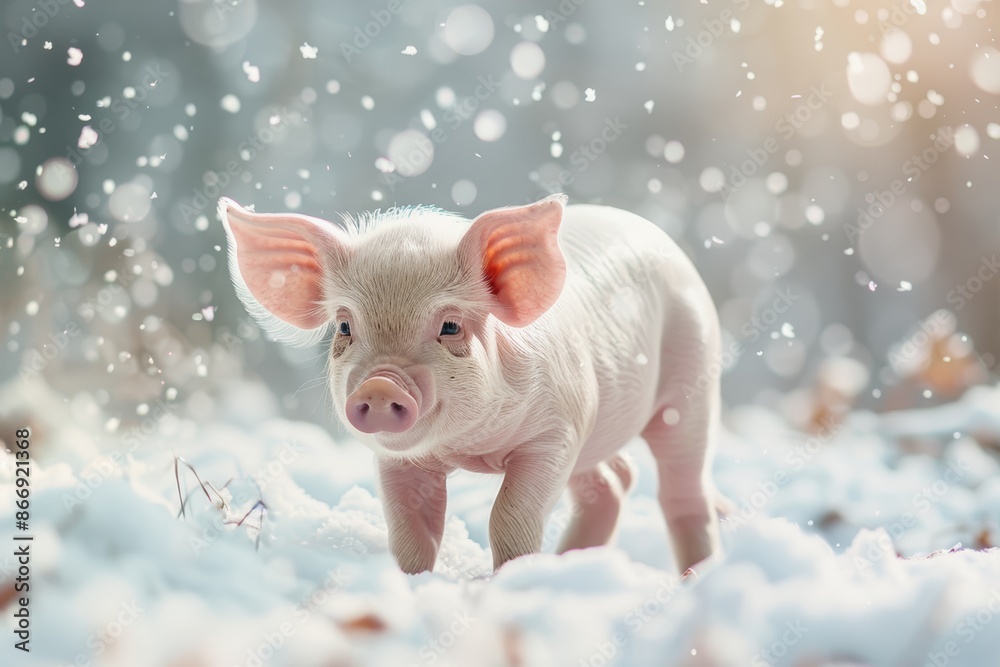 Adorable Piglet Exploring Snowy Winter Wonderland - Nature, Animals, Seasons, Photography Adorable Piglet Exploring Snowy Winter Wonderland - Nature, Animals, Seasons, Photography