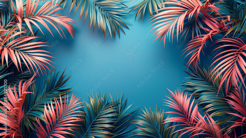 Tropical Palm leaves. Summer exotic trendy background with place for text Tropical Palm leaves. Summer exotic trendy background with place for text
