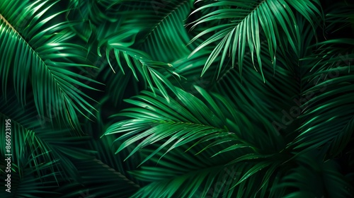 Green tropical plant close-up