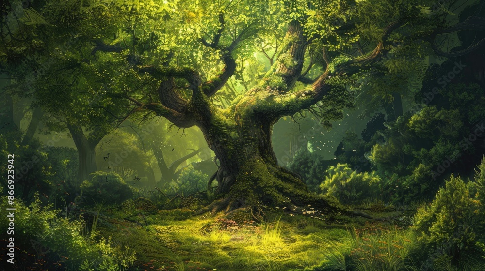 Obraz premium Tree within a verdant forest