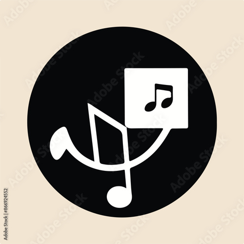 Grunge hand draw shape music notes, icon isolated vector editable lOGO