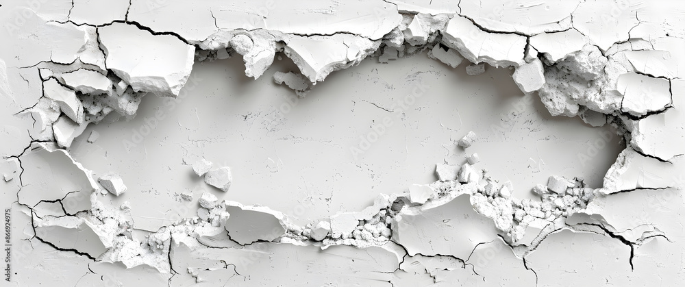 Obraz premium A large hole in a wall with a white background
