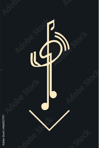 Grunge hand draw shape music notes, icon isolated vector editable lOGO