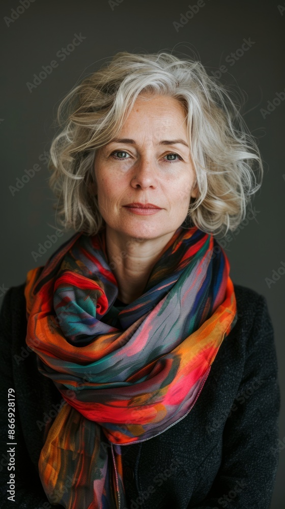 Middle-aged Polish woman with a colorful scarf Middle-aged Polish woman with a colorful scarf