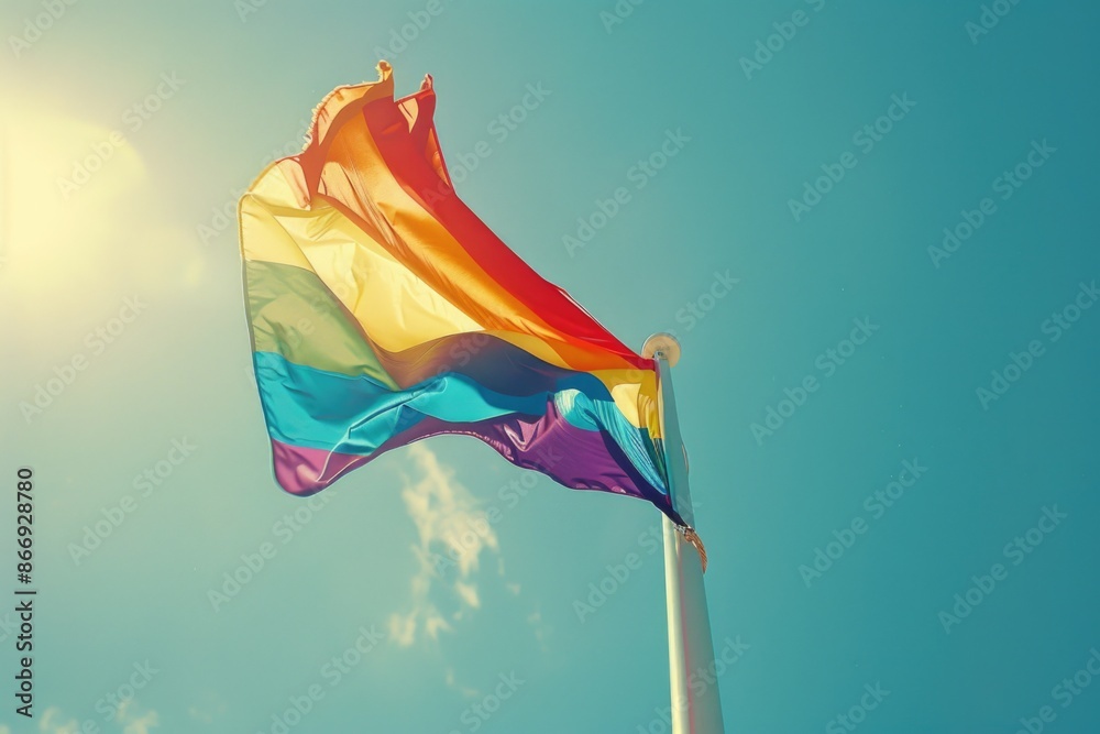Fototapeta premium Rainbow flag in the sky