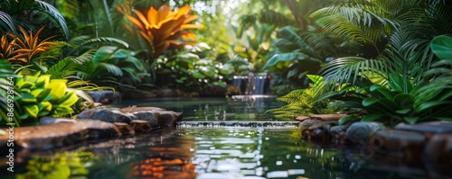 A tropical garden with exotic plants