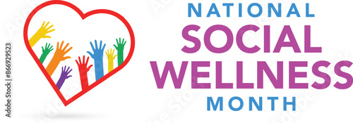 National Social Work Month. People and heart. Card, banners, posters, social media and more. White background.

