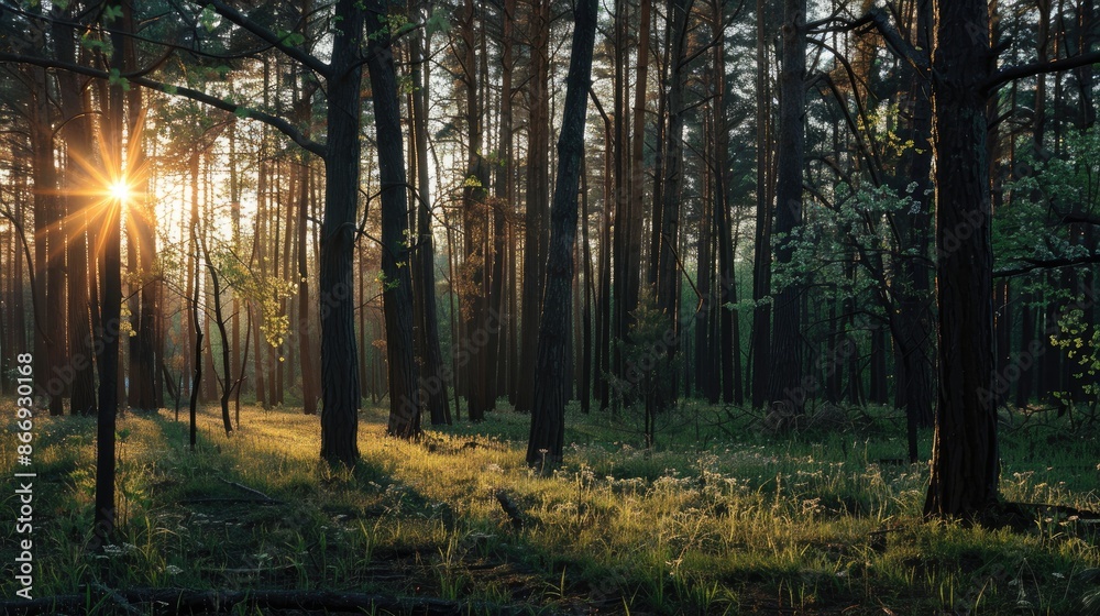 Forest during the beginning of spring Forest during the beginning of spring