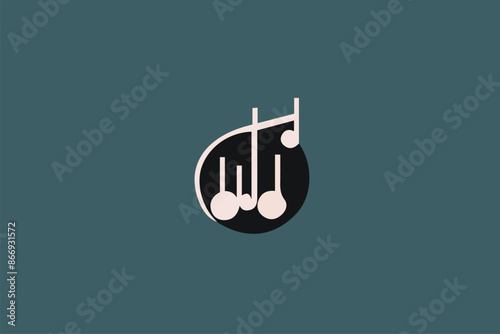 Grunge hand draw shape music notes, icon isolated vector editable lOGO