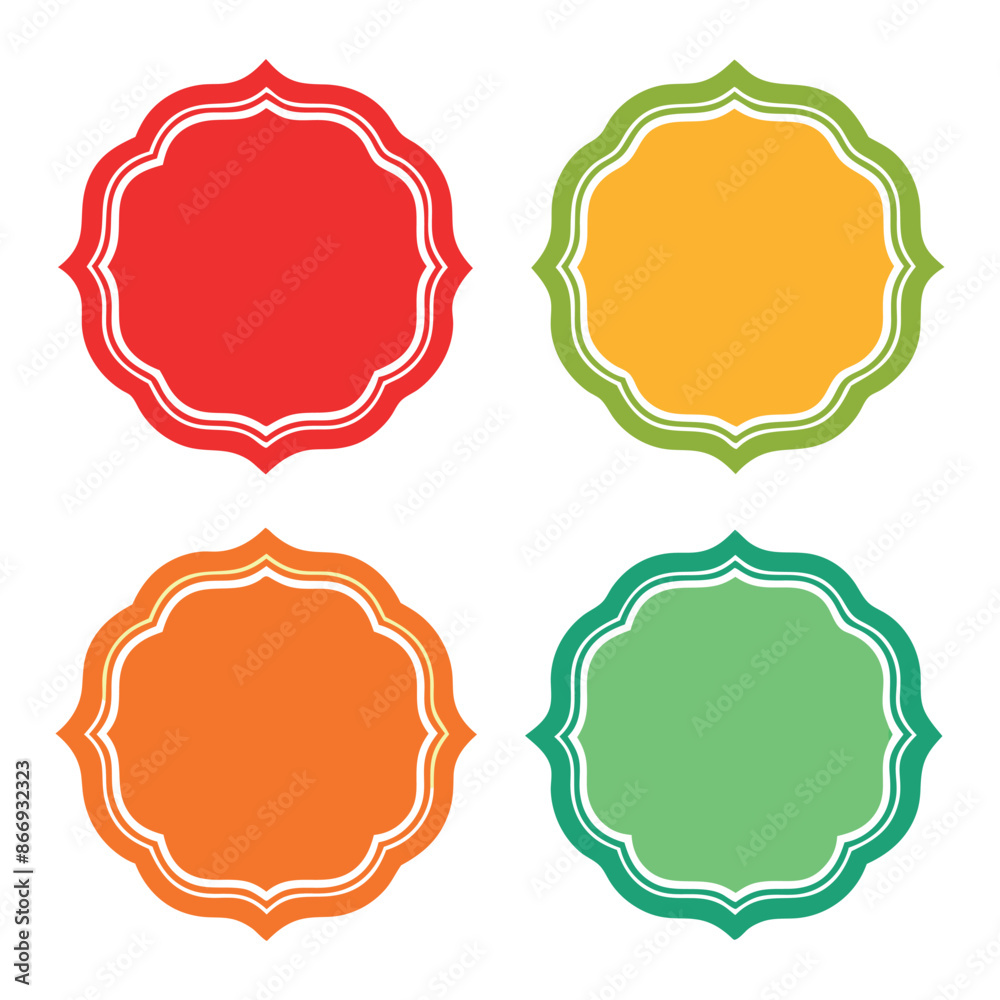 Fototapeta premium Full colors blank labels and badge shapes. Vector set 