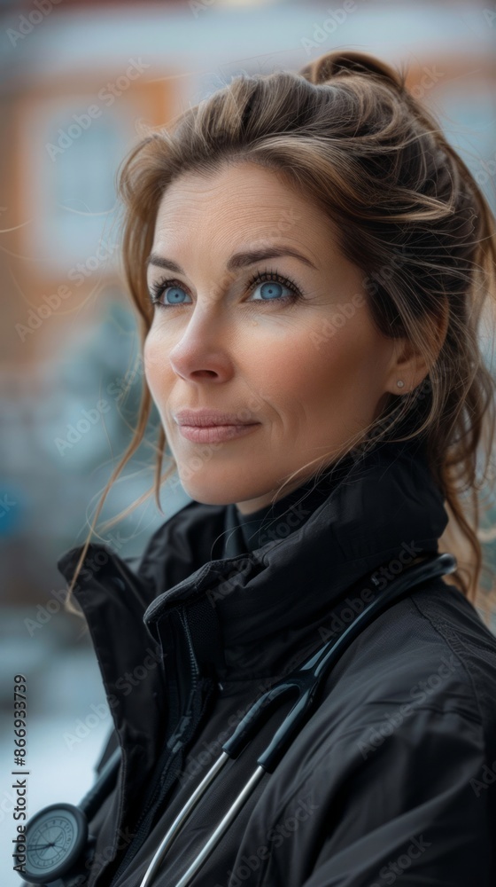 Swedish woman with a stethoscope, looking caring Swedish woman with a stethoscope, looking caring