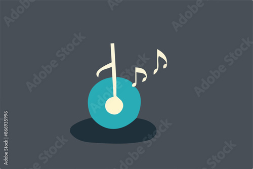 Grunge hand draw shape music notes, icon isolated vector editable lOGO