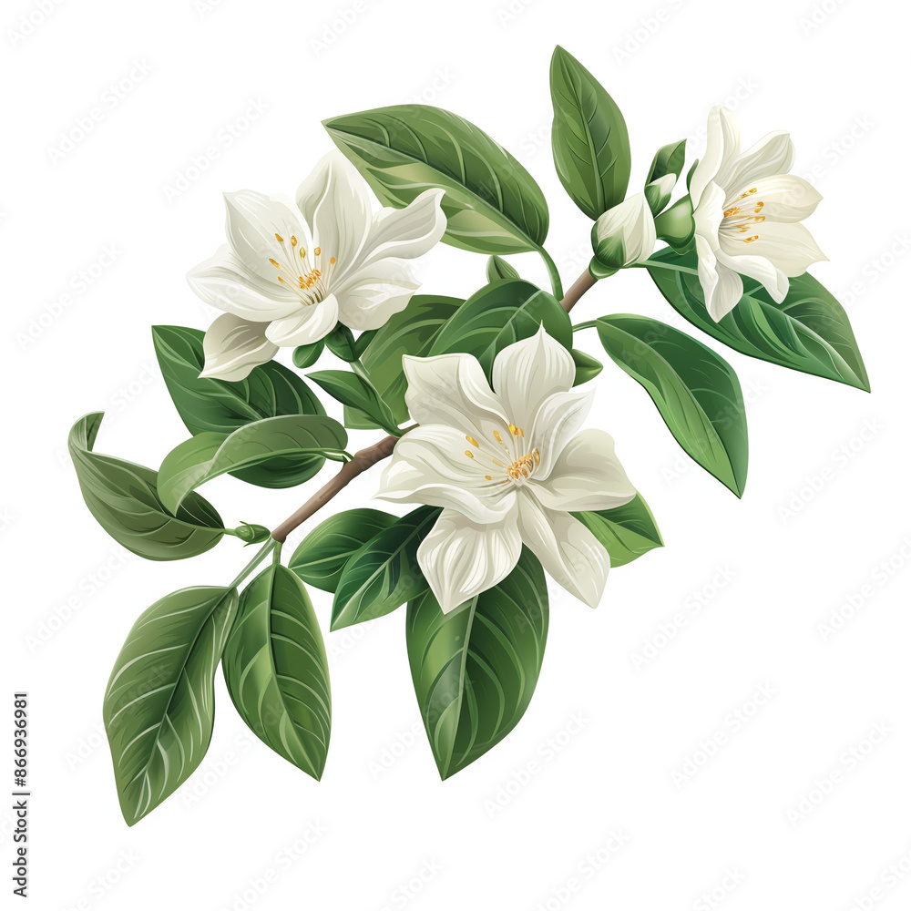 Fototapeta premium Jasmine isolated white background