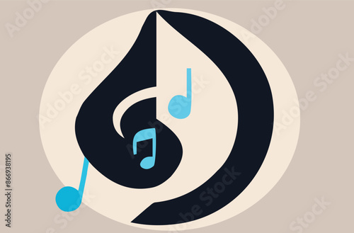 Grunge hand draw shape music notes, icon isolated vector editable lOGO