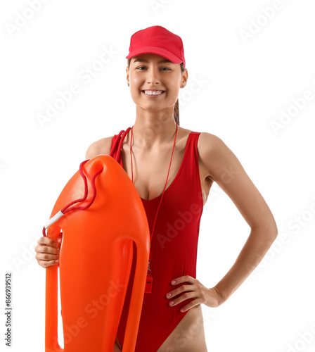 Female lifeguard with rescu...