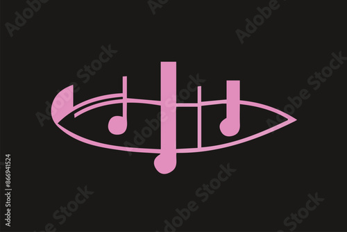 Grunge hand draw shape music notes, icon isolated vector editable lOGO