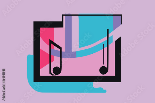 Grunge hand draw shape music notes, icon isolated vector editable lOGO