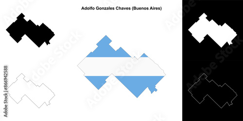 Adolfo Gonzales Chaves department (Buenos Aires) outline map set