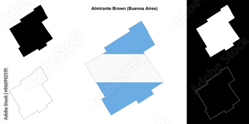 Almirante Brown department (Buenos Aires) outline map set