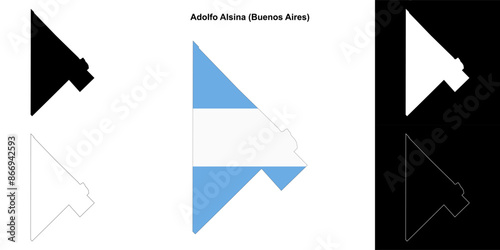 Adolfo Alsina department (Buenos Aires) outline map set photo