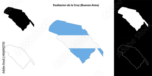 Exaltacion de la Cruz department (Buenos Aires) outline map set