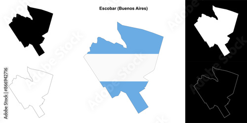 Escobar department (Buenos Aires) outline map set