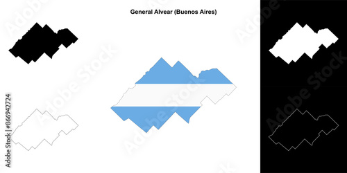 General Alvear department (Buenos Aires) outline map set