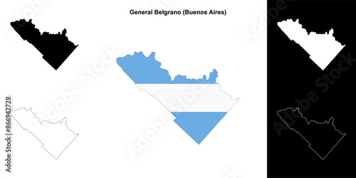 General Belgrano department (Buenos Aires) outline map set