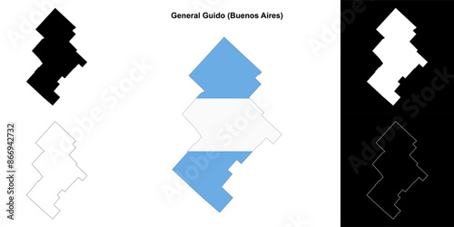 General Guido department (Buenos Aires) outline map set